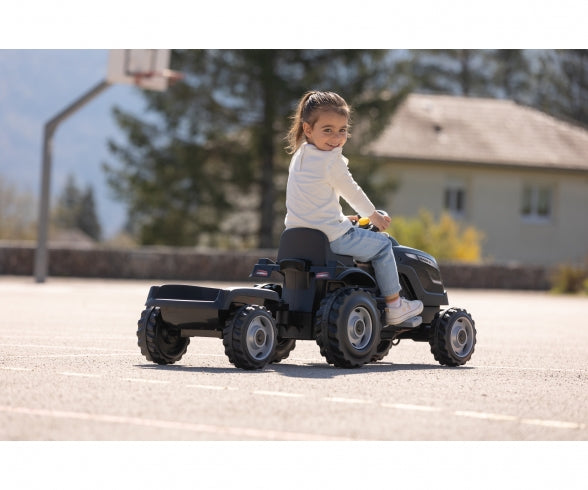 Smoby Life Farmer XL Black tractor + trailer