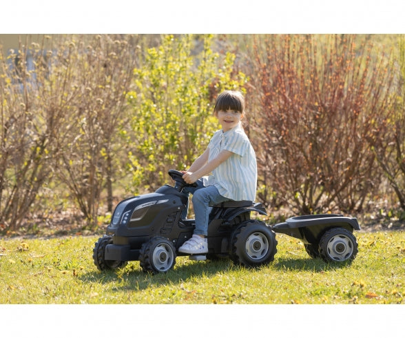 Smoby Life Farmer XL Black tractor + trailer